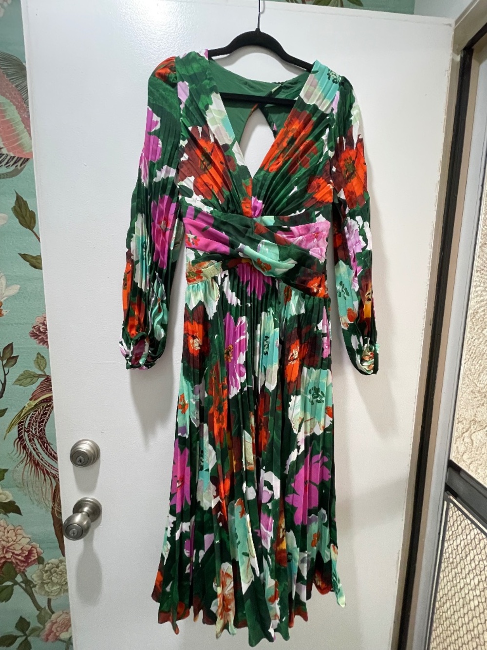 Anthropologie floral long sleeve midi dress